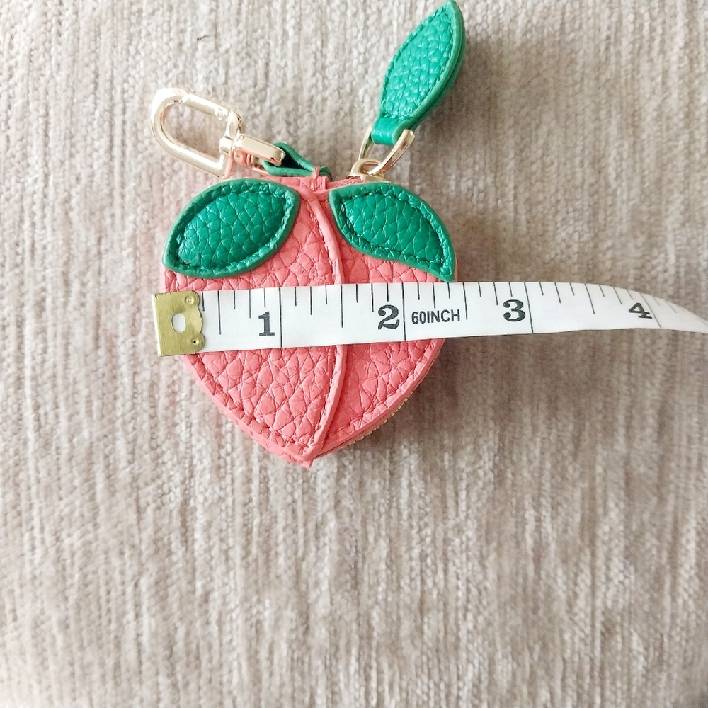 LAST ONE! PEACH Bag Charm Coin Purse Keychain Peach - Picture 5 of 5